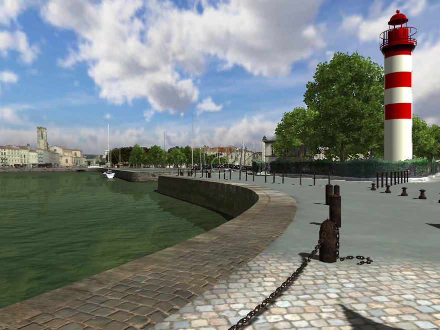 Nowadays 3D view of La Rochelle harbor.