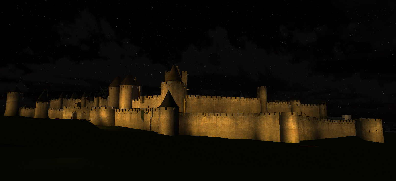 Carcassonne... Night time.